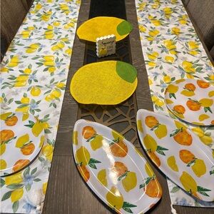 Lemon and Orange Themed Table Runner and Placemats